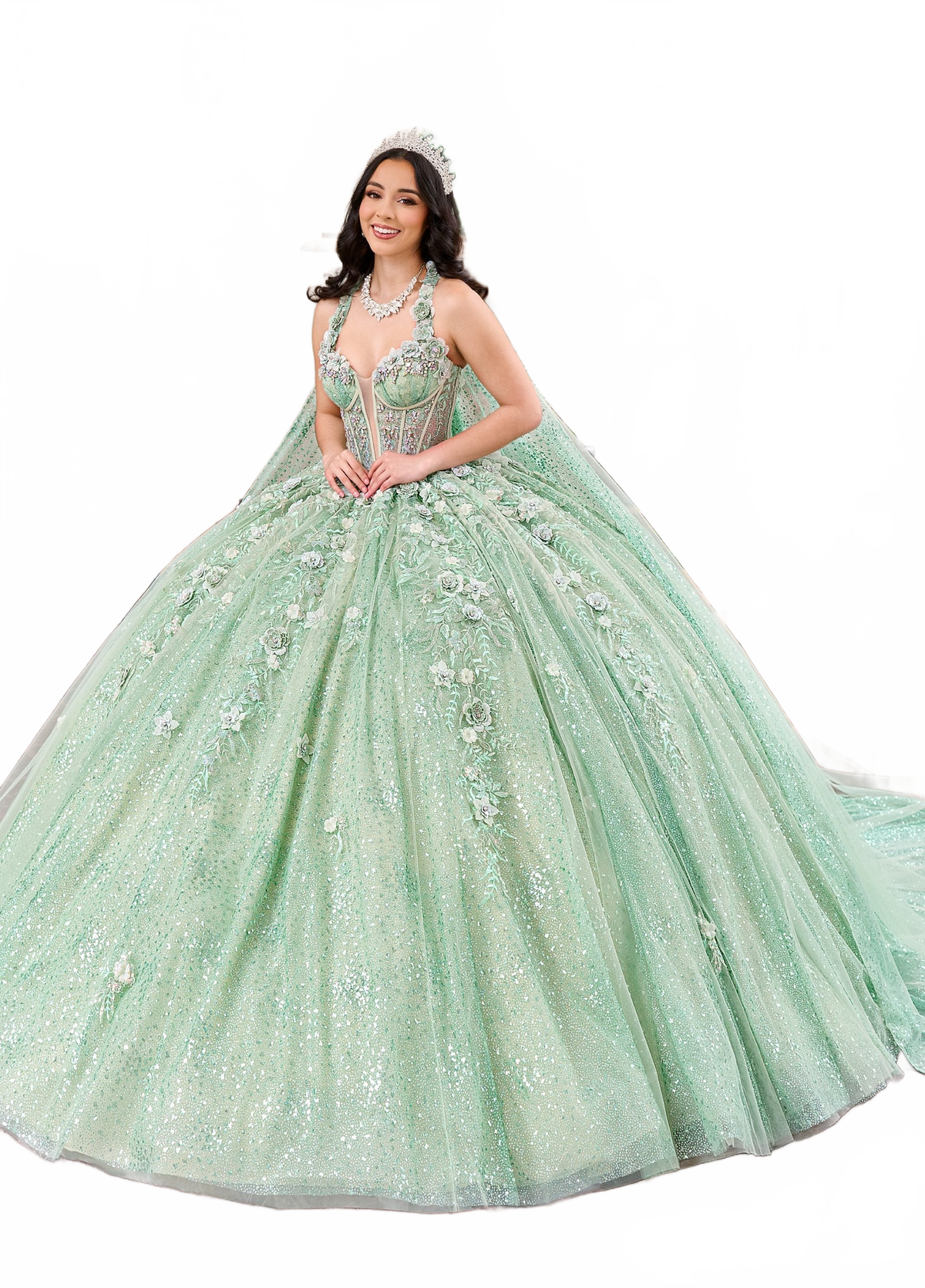 Rachel Allan RQ3135 Strapless Cape Quinceanera Dress