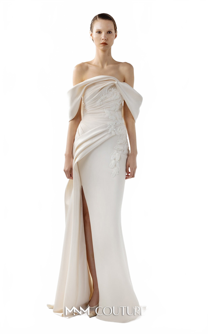 Gaby Charbachy G2007 Ice Blue Off-Shoulder Gown by MNM Couture