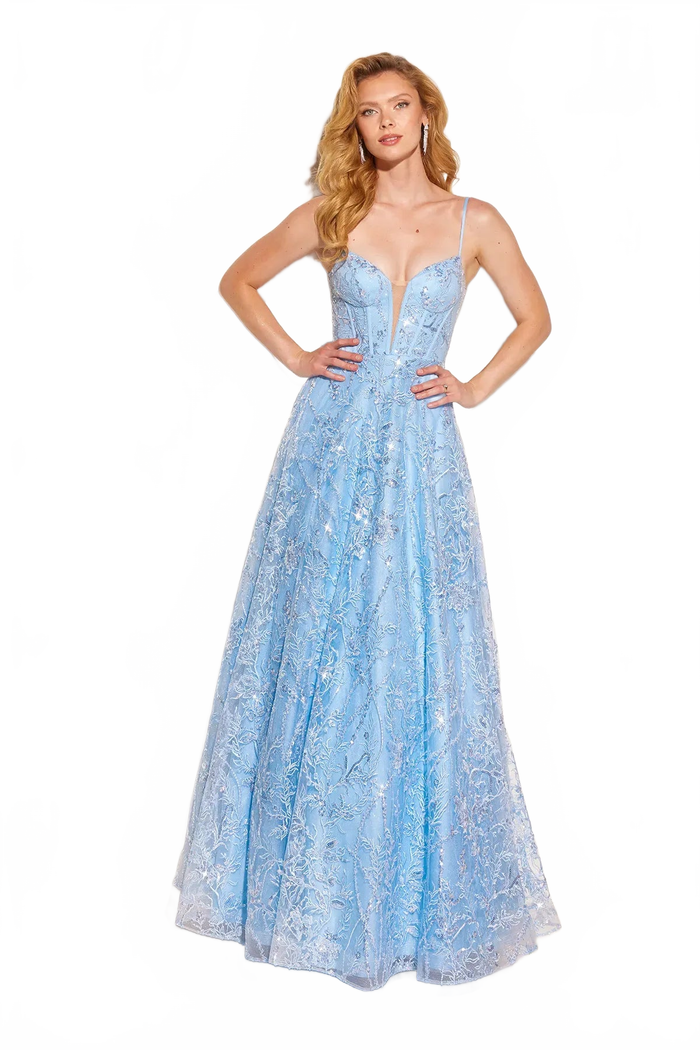 Embroidered Sleeveless A-line Gown by Lucci Lu 1419