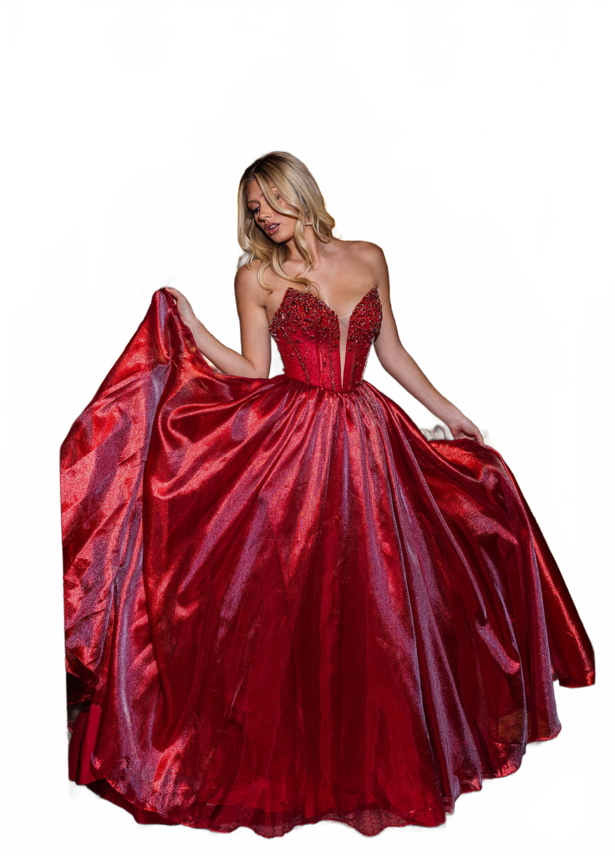 Rachel Allan 70812 Organza Strapless A-line Gown