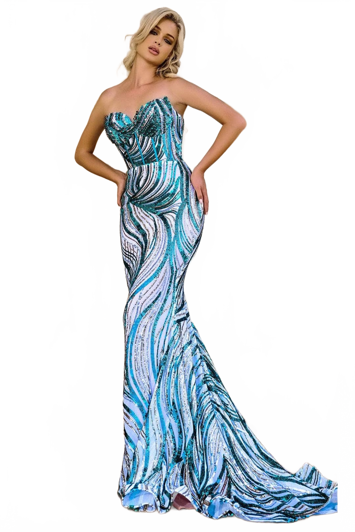 Portia and Scarlett PS24341 -long-  Sweetheart Prom Gown Fully Covered in Sequins