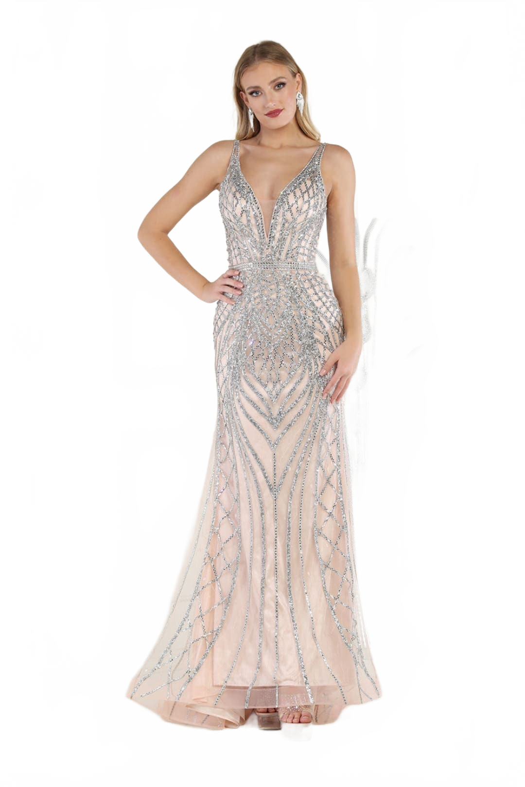Royal Queen RQ7931 Embellished Sleeveless V-Neck Mermaid Formal Prom Gown