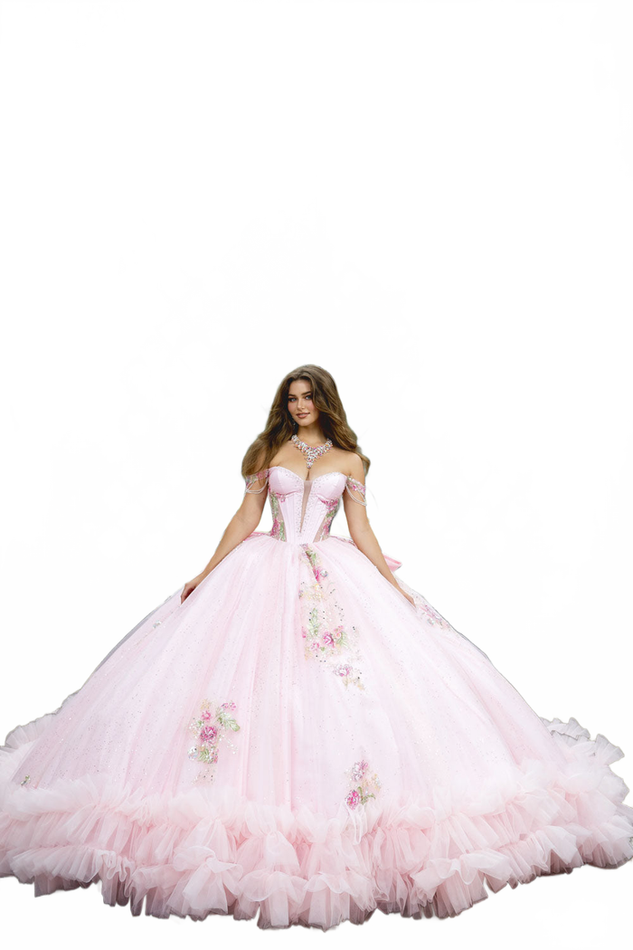 Off Shoulder Ruffled Ball Gown by Bella Princess PQ1095