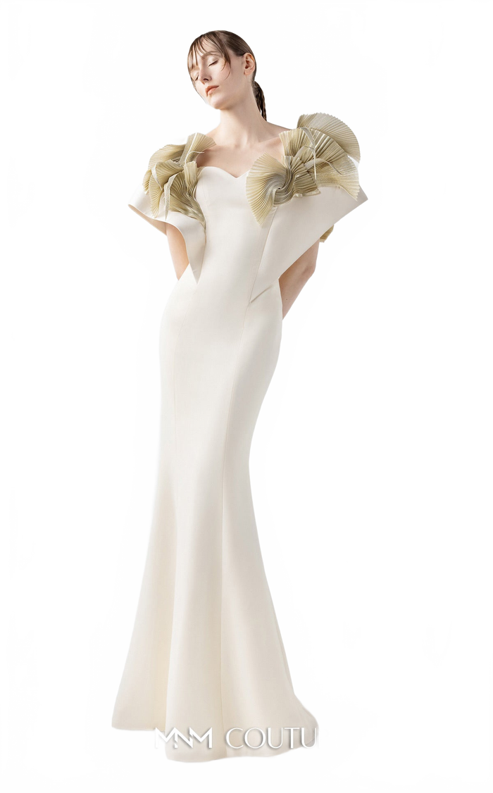 Gaby Charbachy G2005 Sculptural Mermaid Evening Gown in Cream