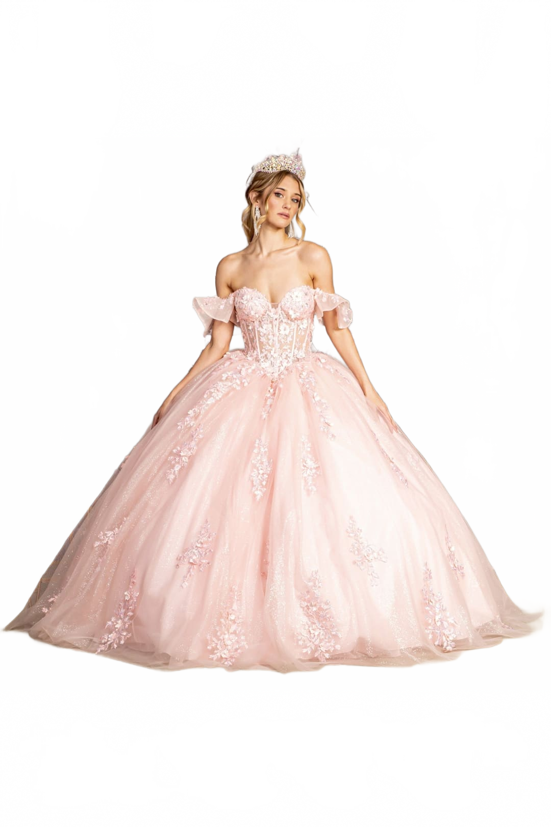 Ruffled Off Shoulder Corset Ball Gown by GLS Gloria GL3475