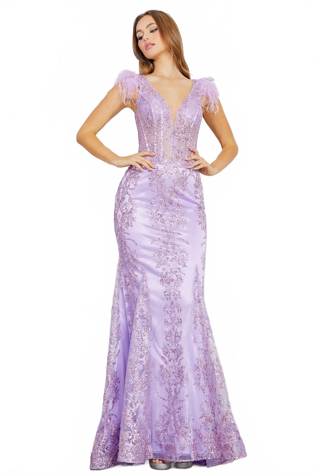 Adora Design 3148 Glitter Printed Mermaid Long Formal Prom Dress