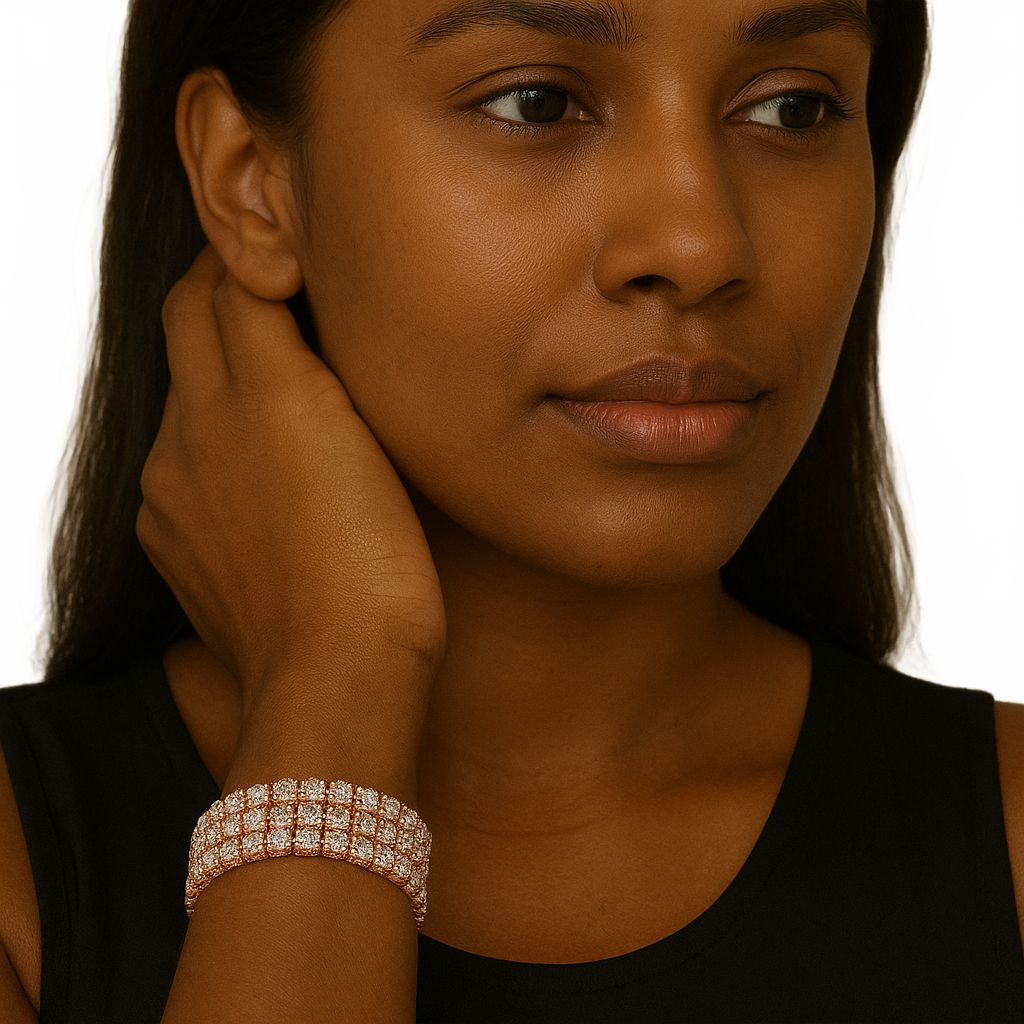 Rose Gold Rhinestone Stretch Bracelet Accessories B-1058