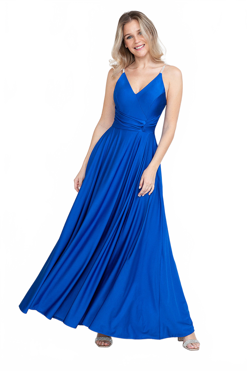 Evening Dress V-Neck Thigh Slit A-Line Formal Gown By Lenovia 5275