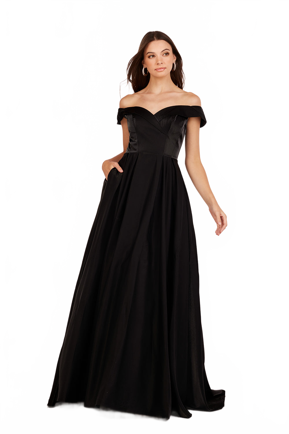 Satin Off Shoulder A-line Gown by Lucci Lu 28063