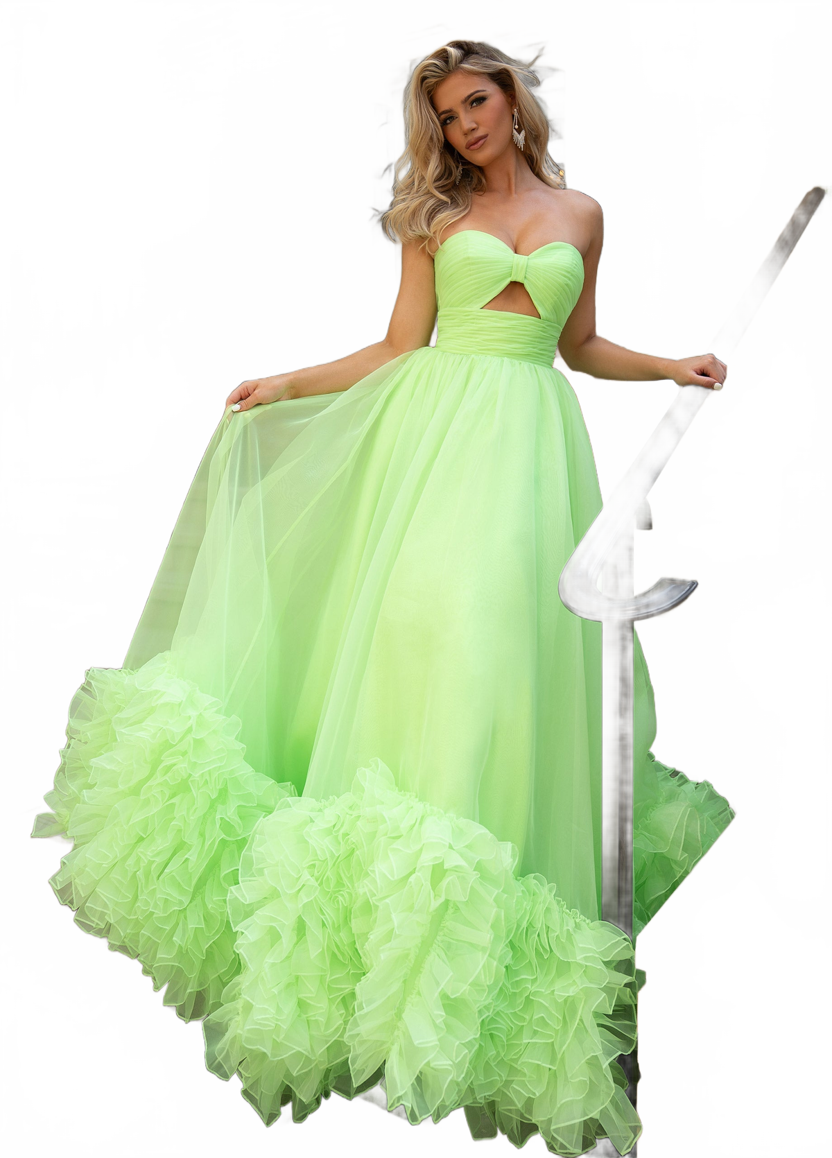 Rachel Allan 70820 Organza Strapless Ruffled Gown