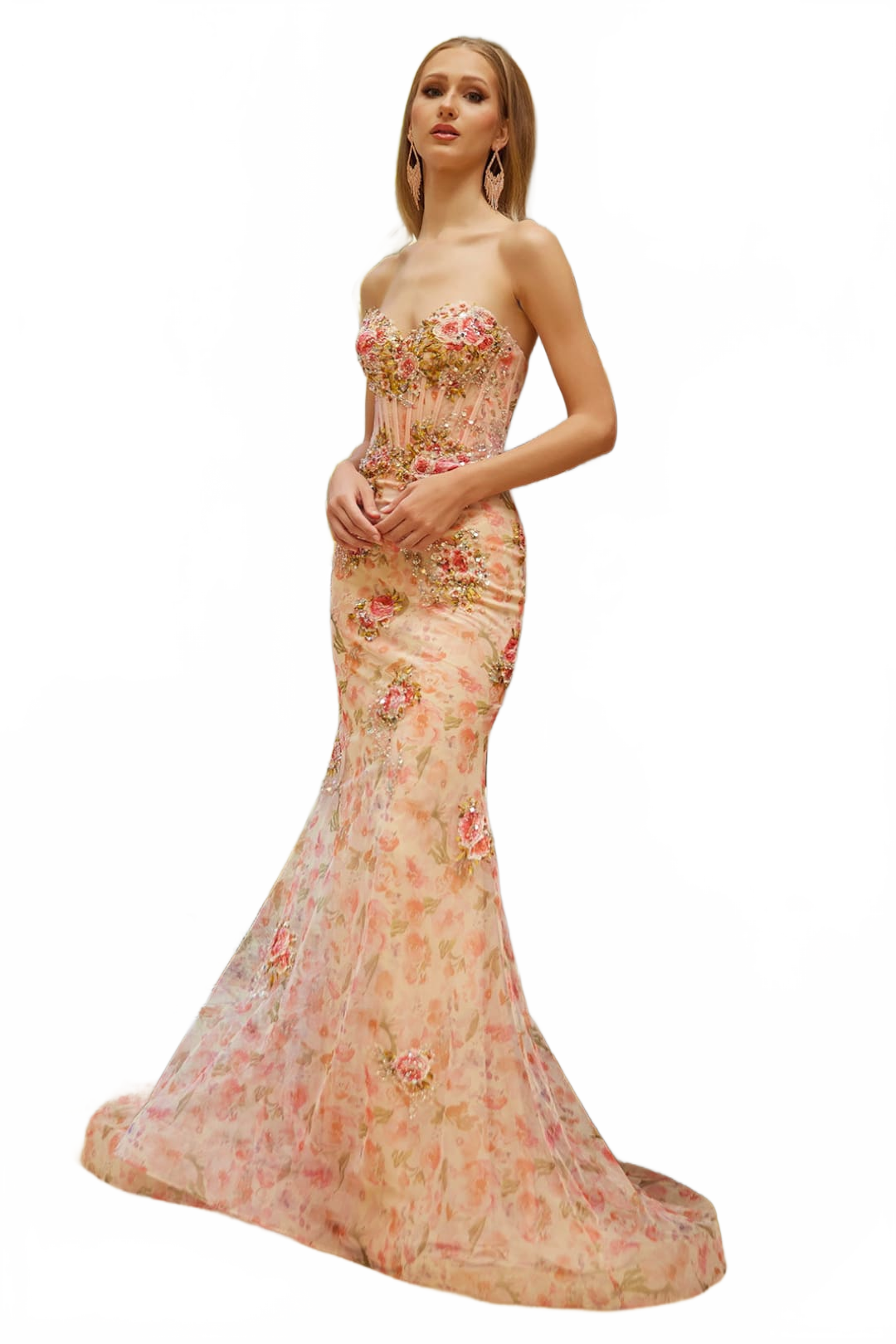 Floral Strapless Mermaid Dress by GLS Gloria GL3627