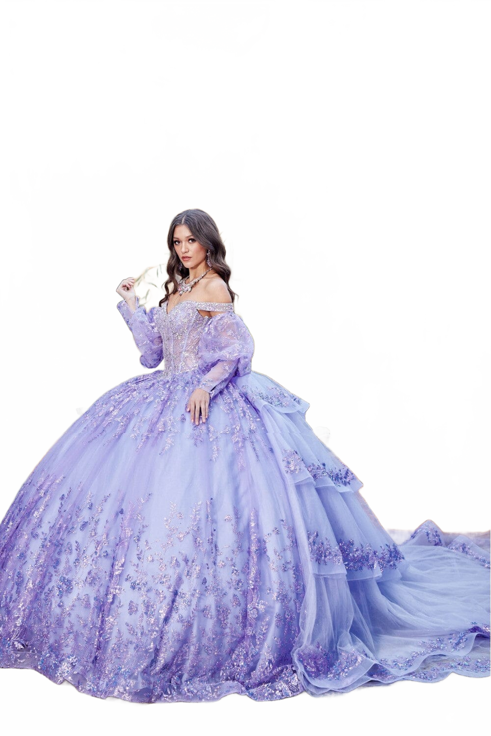 Off Shoulder Puff Sleeve Ball Gown by Bella Princess PQ1041