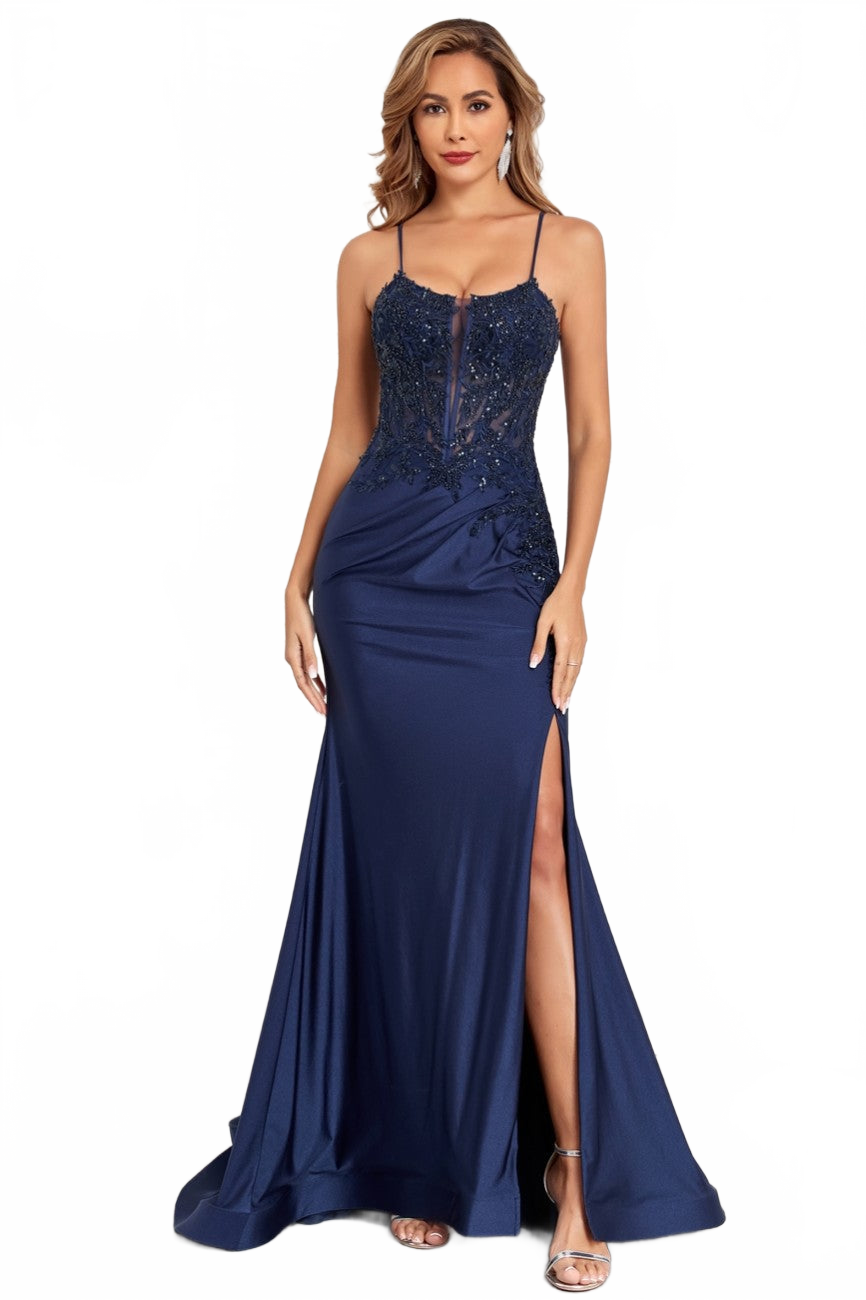High Couture HC1007 Fitted Prom Long Formal Beaded Evening Gown