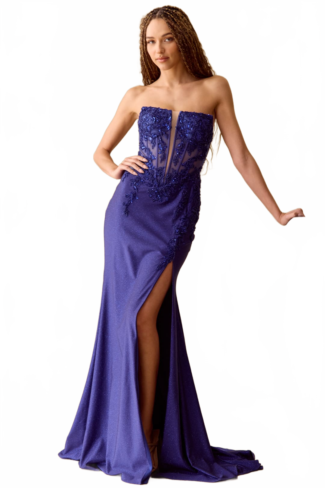 Long Prom Dress Sweetheart Side Slit Gala Gown By Amelia Couture 8040