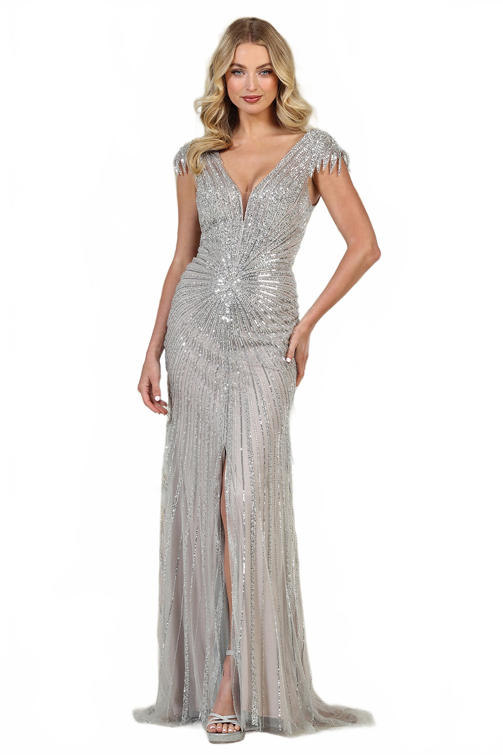 Adora Design 3313 Off-Shoulder Lace Beaded Corset Mermaid Gown