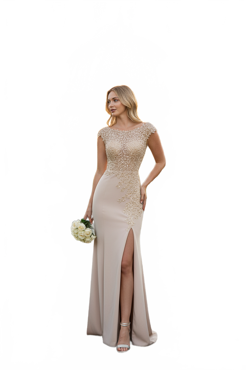 Womens Nude Color Dress Perfect For Formal and Prom | Evening Gown By 8343