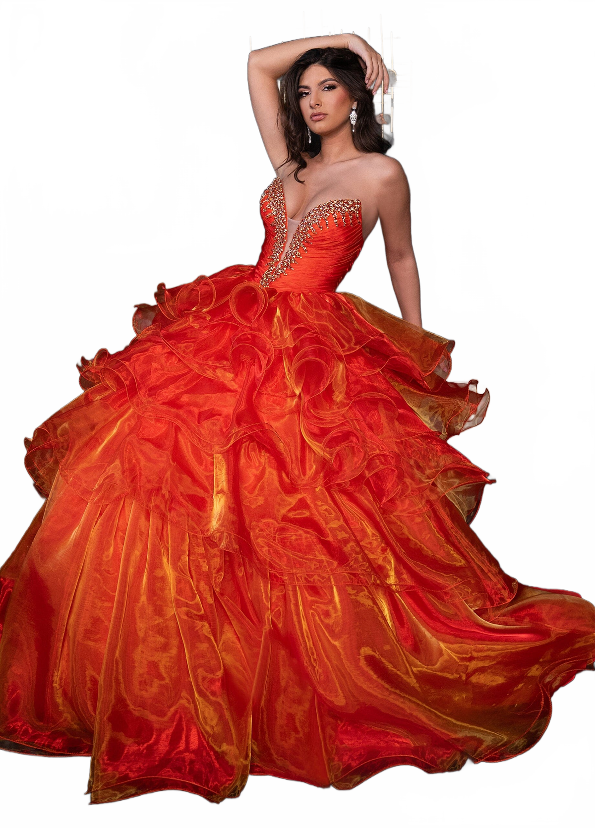Rachel Allan 50312 Organza Strapless Ruffled A-line Gown