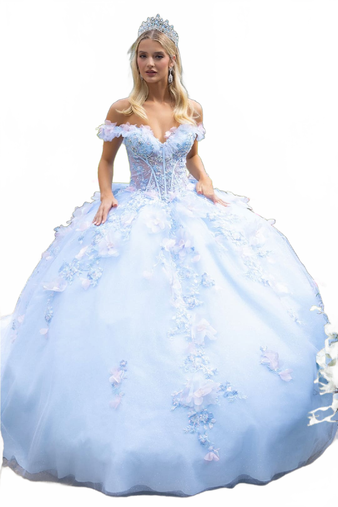 3D Floral Off Shoulder Ball Gown by GLS Gloria GL3555
