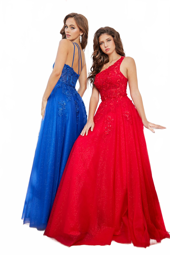 Adora Design 3081 One Shoulder Beaded Lace A-Line Prom Dress