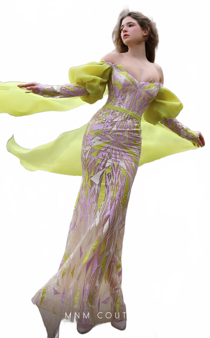 MNM Couture K4076 Beige Formal Gown with Decorative Detailing