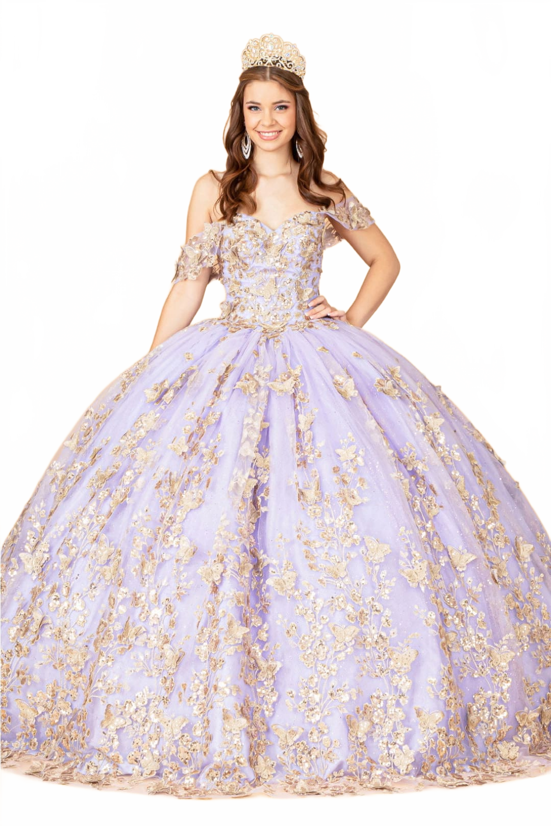 3D Butterfly Off Shoulder Ball Gown by Elizabeth KGL3077