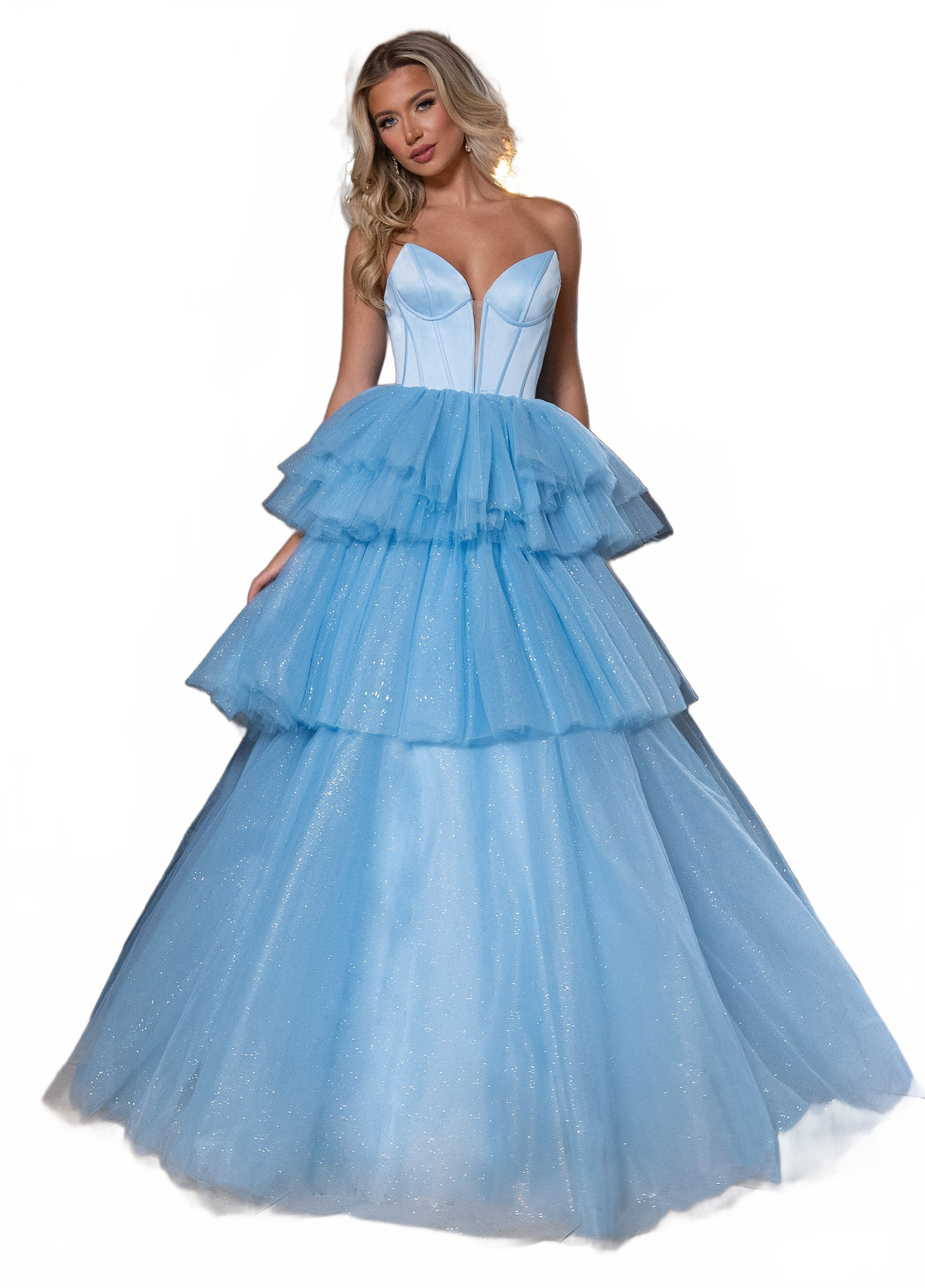 Rachel Allan 70876 Strapless Tiered Ball Gown