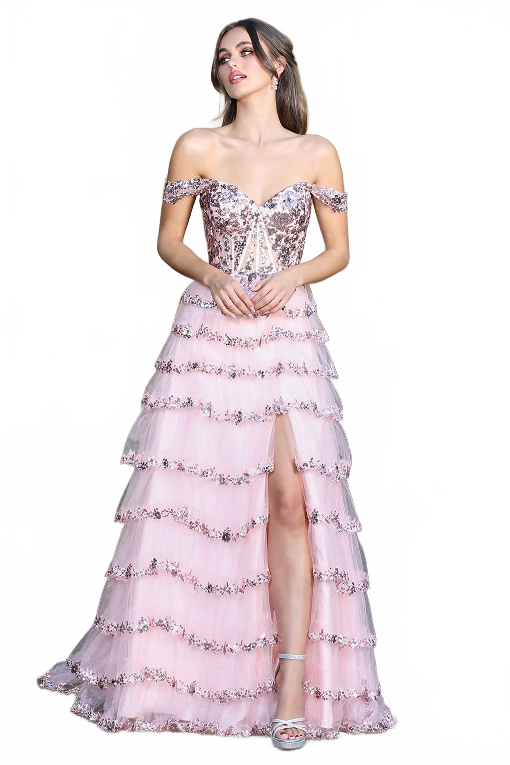 Adora Design 3213 Off Shoulder Sequin A Line Long Formal Prom Dress