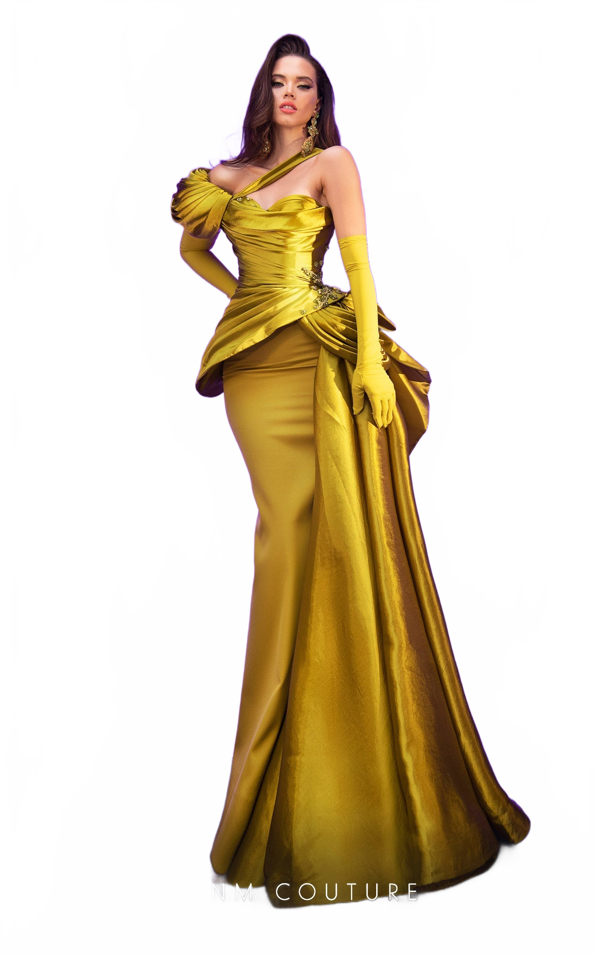 Fouad Sarkis F02810 Asymmetric Draped Gown