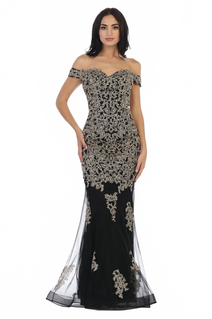 Eva USA 5154 Prom Long Off Shoulder Fitted Formal Dress