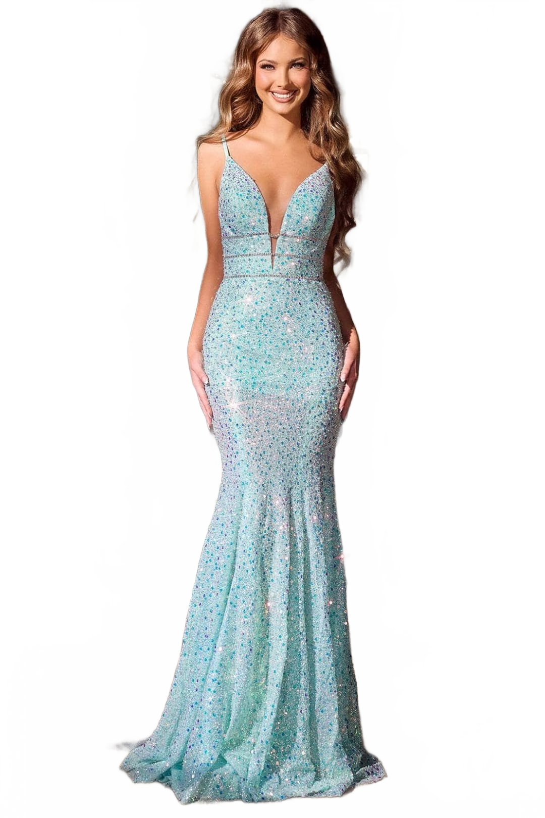 Portia and Scarlett PS24041 -long- Sequin Plunge Prom Dress
