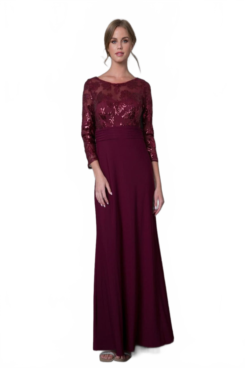 Eva USA 3453 Mother of the Bride Lace Long Formal Gown