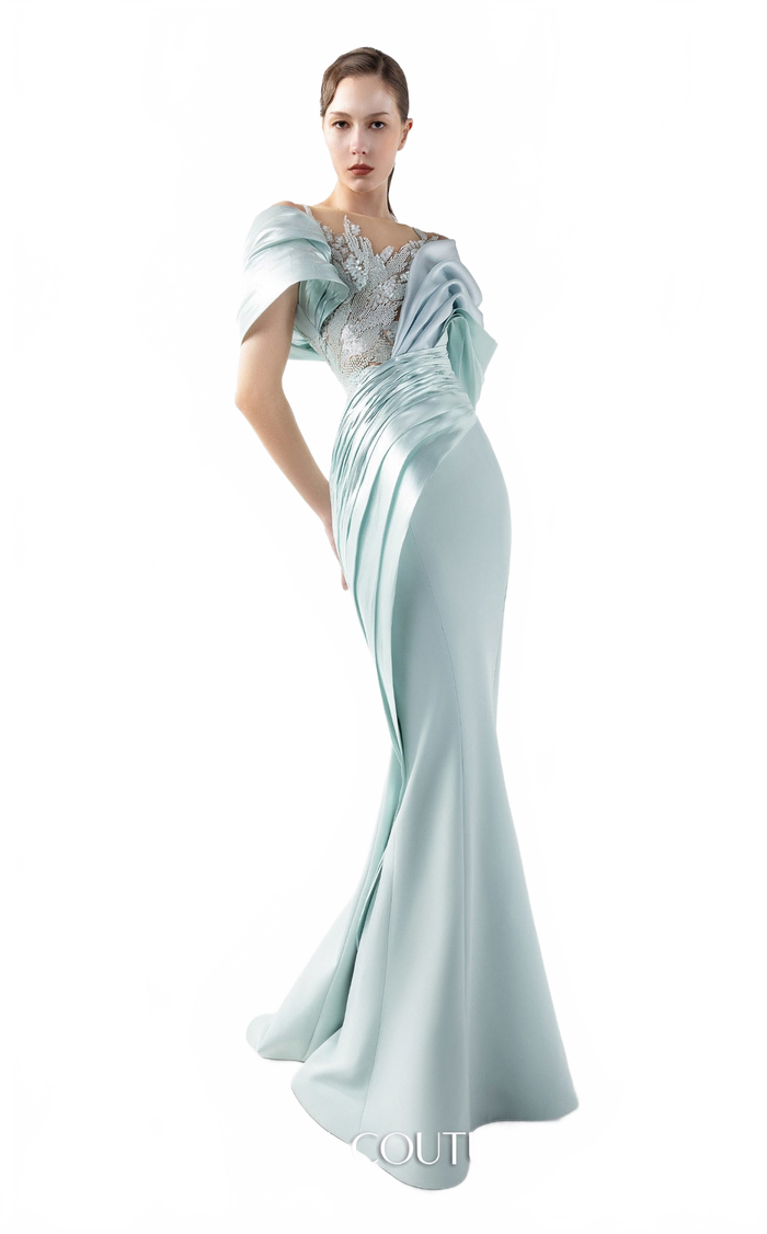 Gaby Charbachy G2024 Mint Sleeveless V-Back Couture Gown by MNM Couture