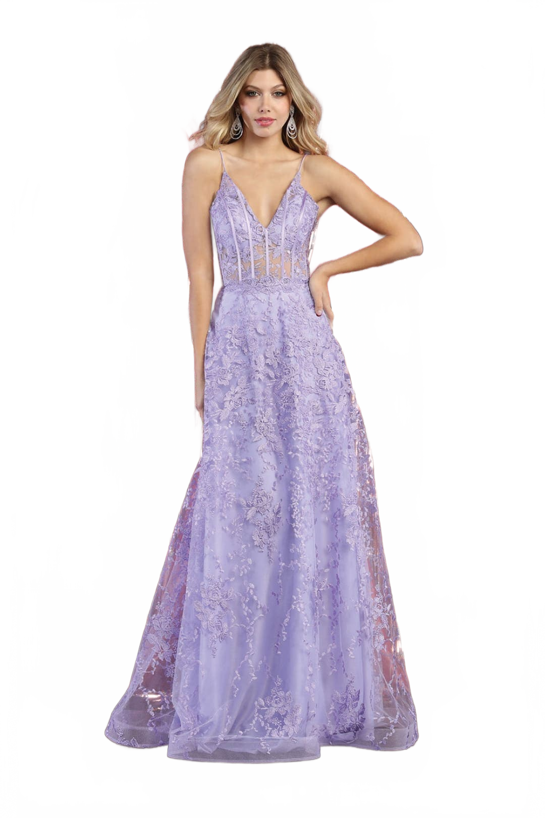 May Queen MQ1996 Corset Bone Embroiderd Lace Prom Long Evening Gown