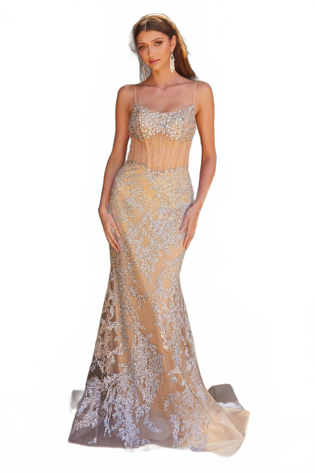Beaded Sheer Mermaid Dress by GLS Gloria GL3614