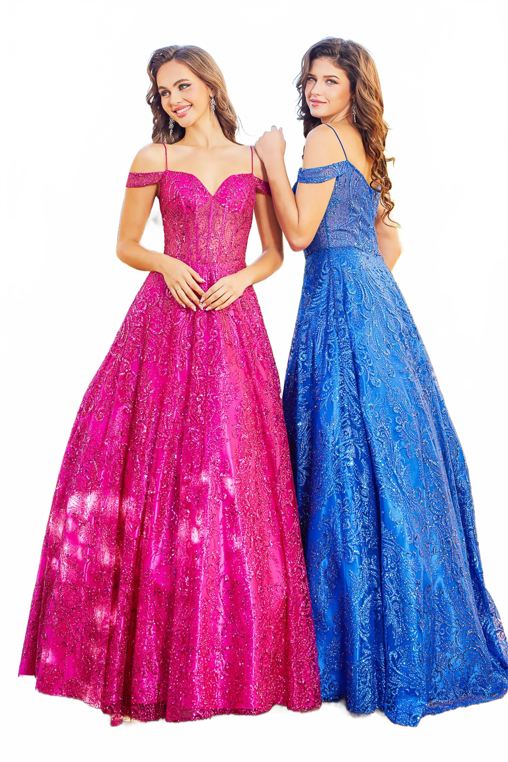 Adora Design 3142 Off Shoulder Glitter Ball Gown Long Prom Dress