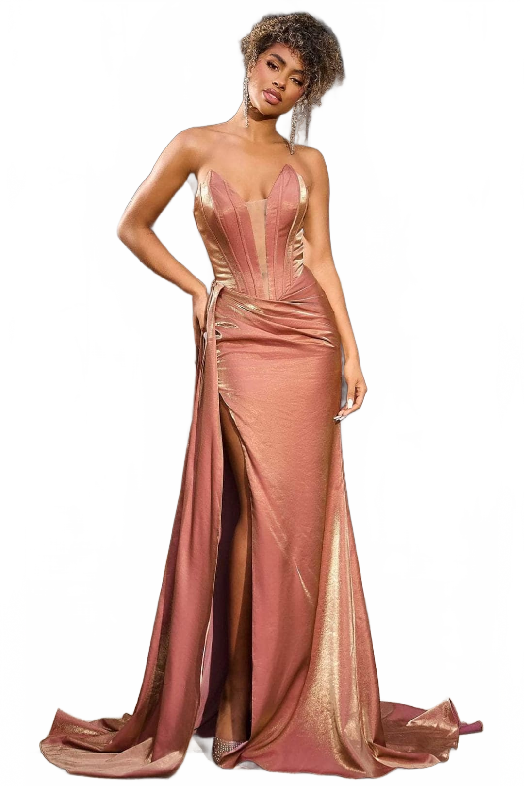 Portia and Scarlett PS24634E -long- Evening Gown with Plunging V-Neck and Corset Design