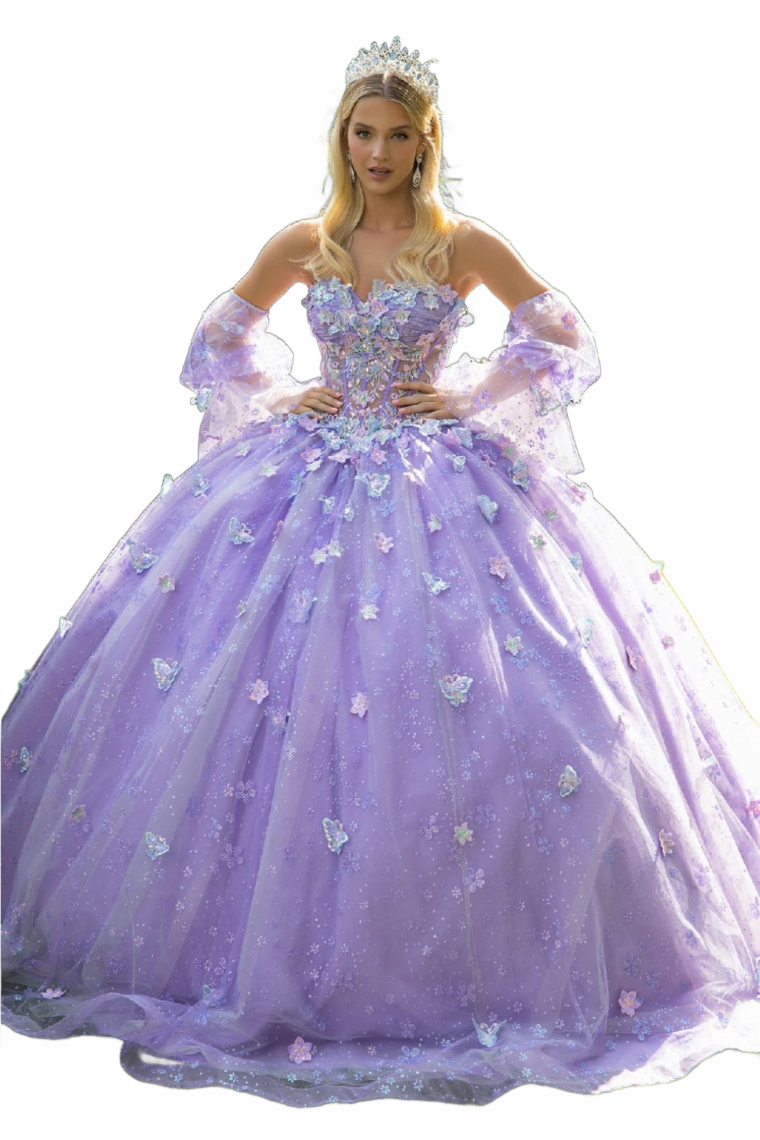 Applique Puff Sleeve Ball Gown by GLS Gloria GL3541