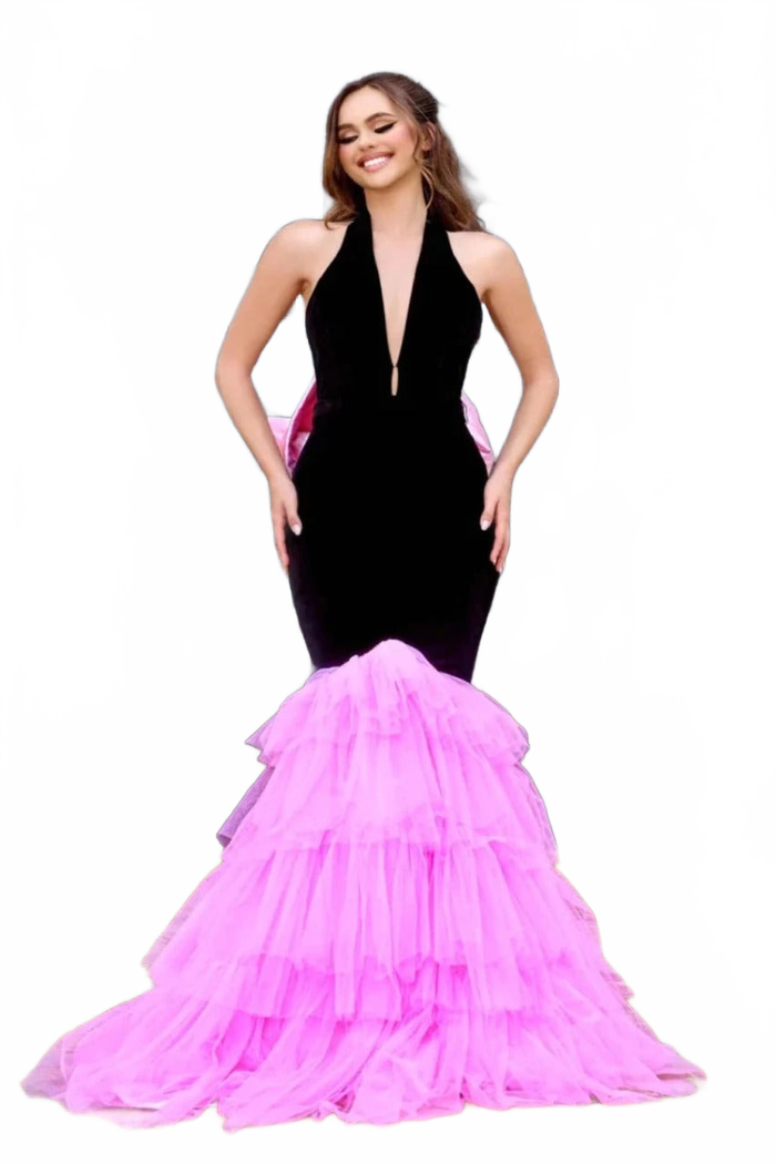 Portia and Scarlett PS24680- long-Halter Neck Ruffle Mermaid Gown