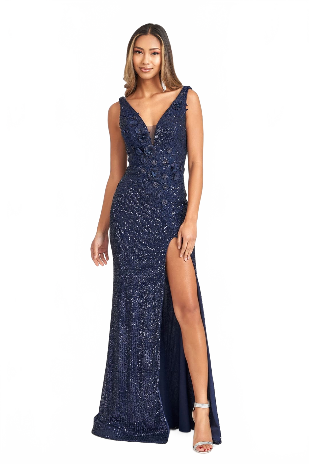 3D Floral Sequin Mermaid Dress by Elizabeth KGL3056