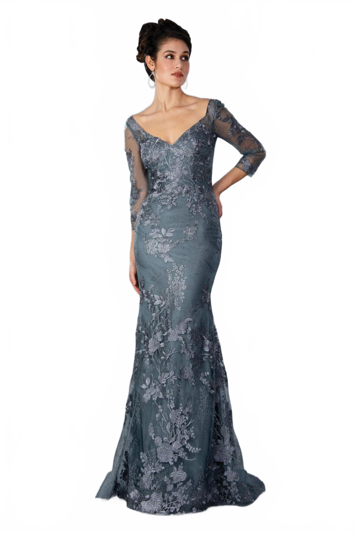 Charcoal Mother of Bride Dress 3/4 Sleeve Gown Stella Couture 22361