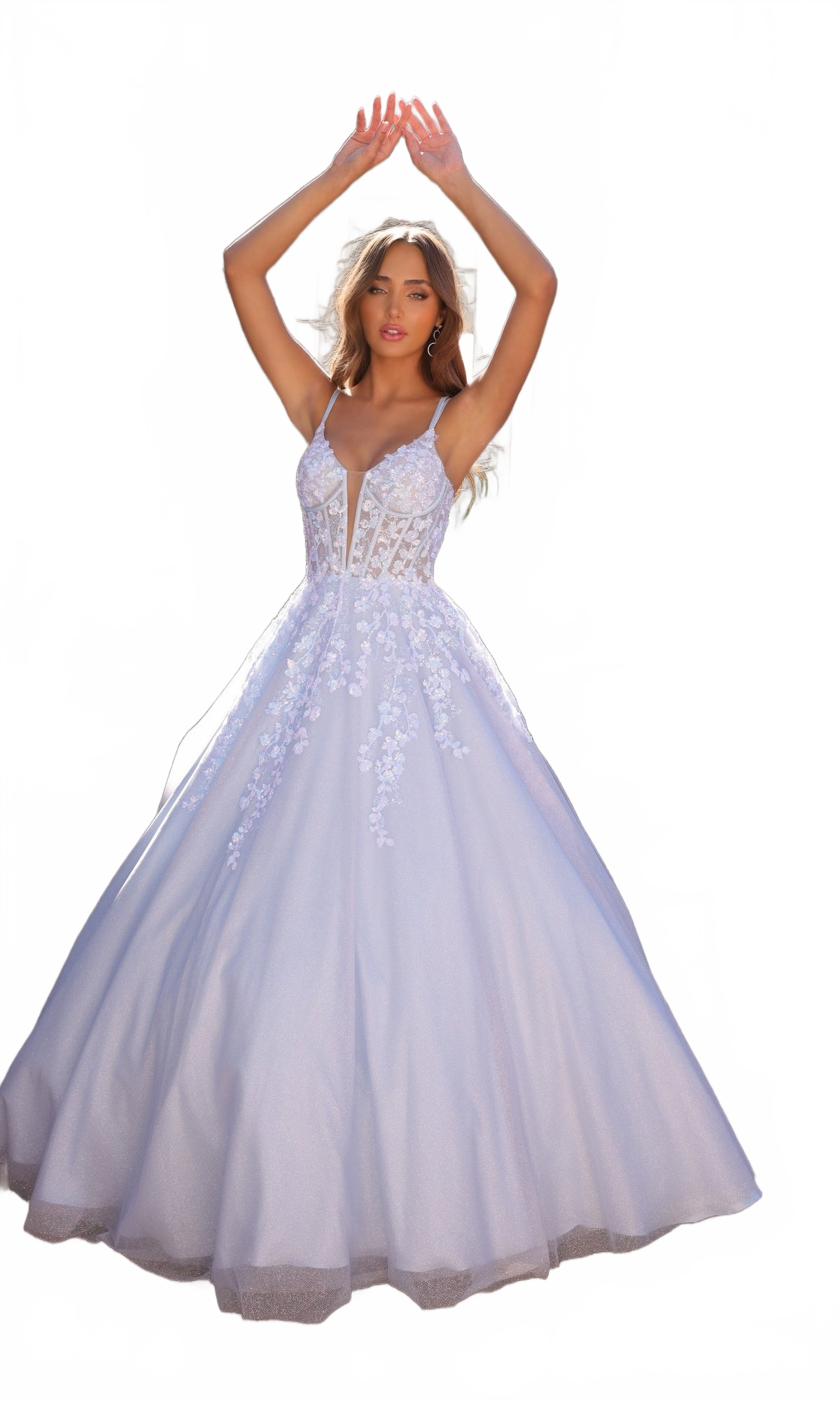 Nox Anabel H1357 Bahama Blue Quinceanera Dress Corset Glitter Ball Gown