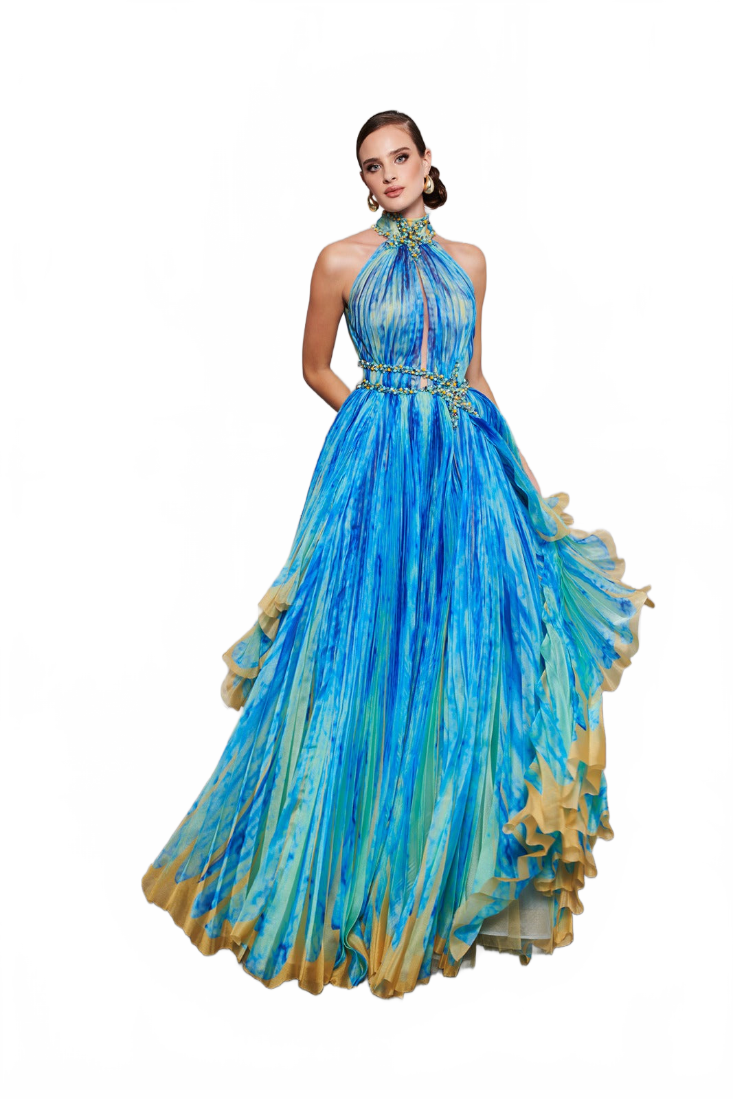 Fouad Sarkis 2822 Embroidered Organza Evening Dress