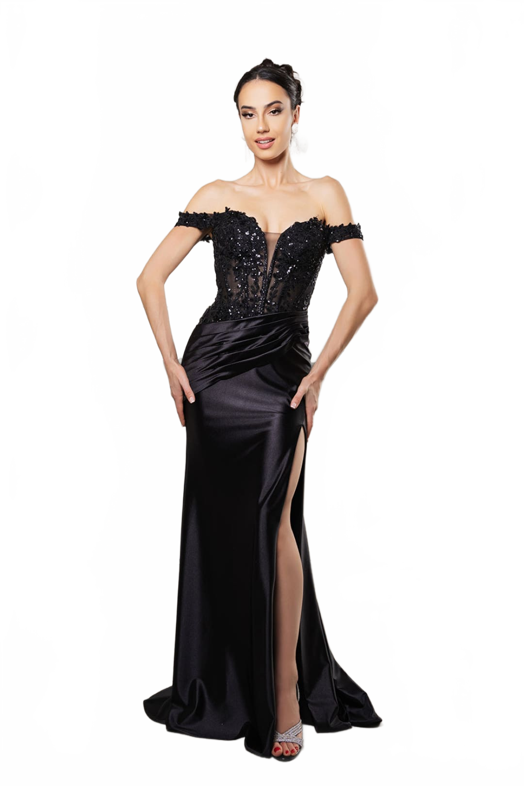 Long Formal Dress Off The Shoulder High Slit Plus Size Gown By May Queen MQ2157B