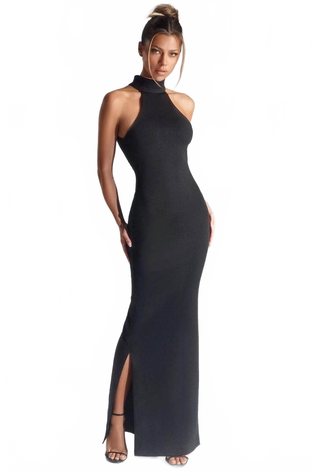 Portia and Scarlett PS327B - long -Evening Dress with High Neck and Crystal Chains