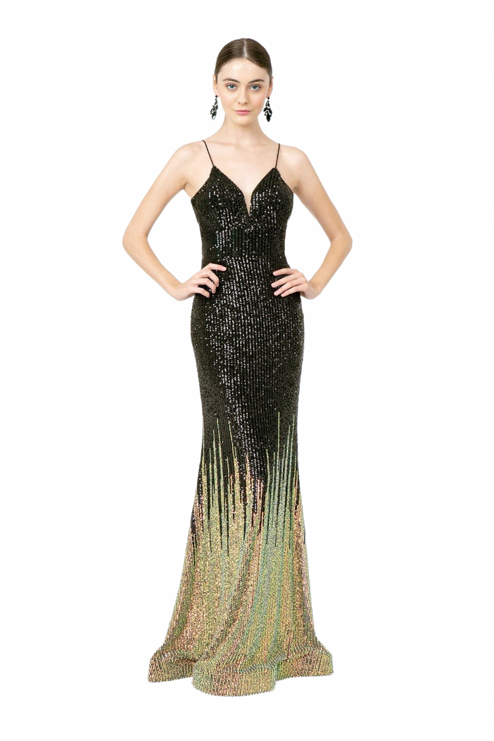 Sequin Ombre Long Dress by Elizabeth KGL2899