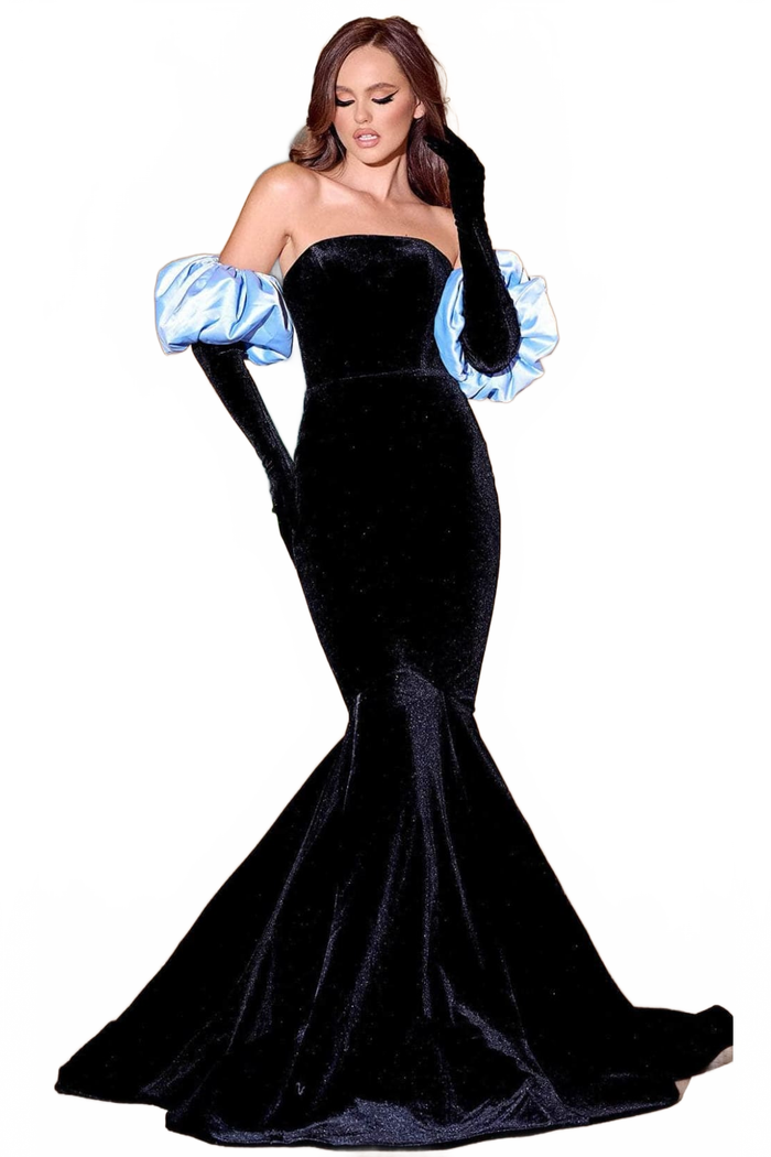 Portia and Scarlett PS24084 -long- Strapless Prom Dress in Velvet