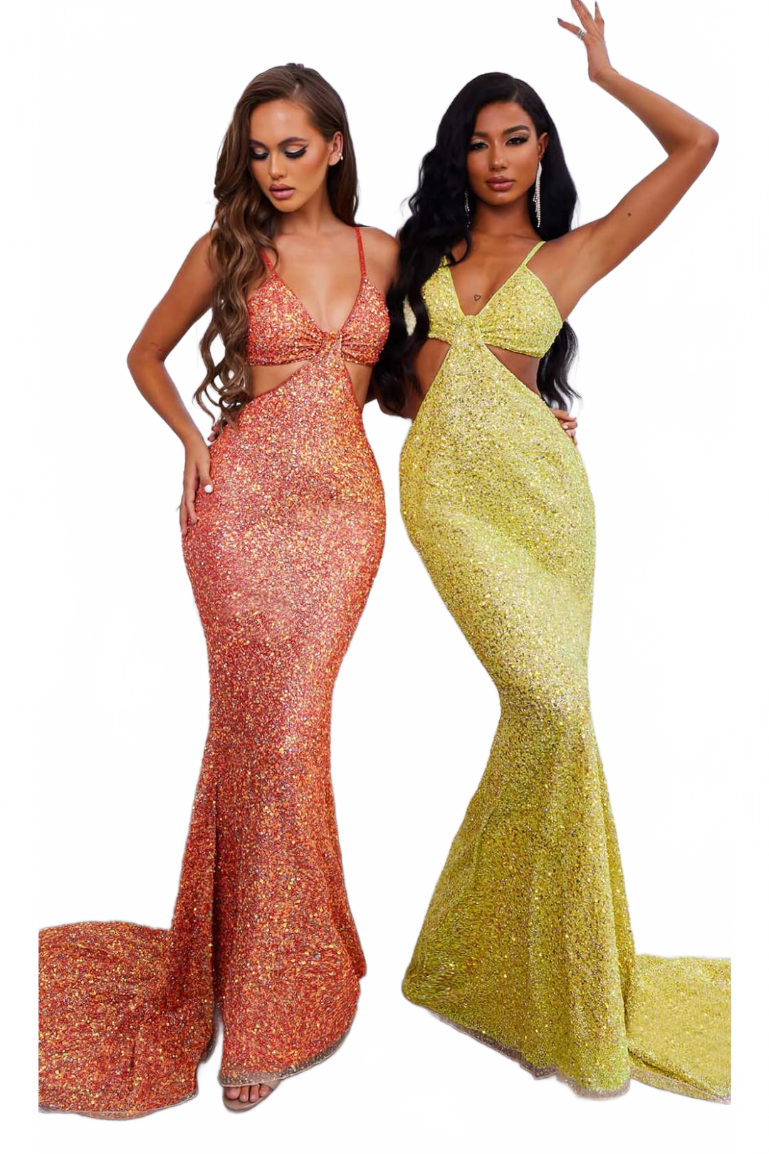 Portia and Scarlett PS22442C -long- Spaghetti Strap Cutout Sequin Gown for a Chic Look