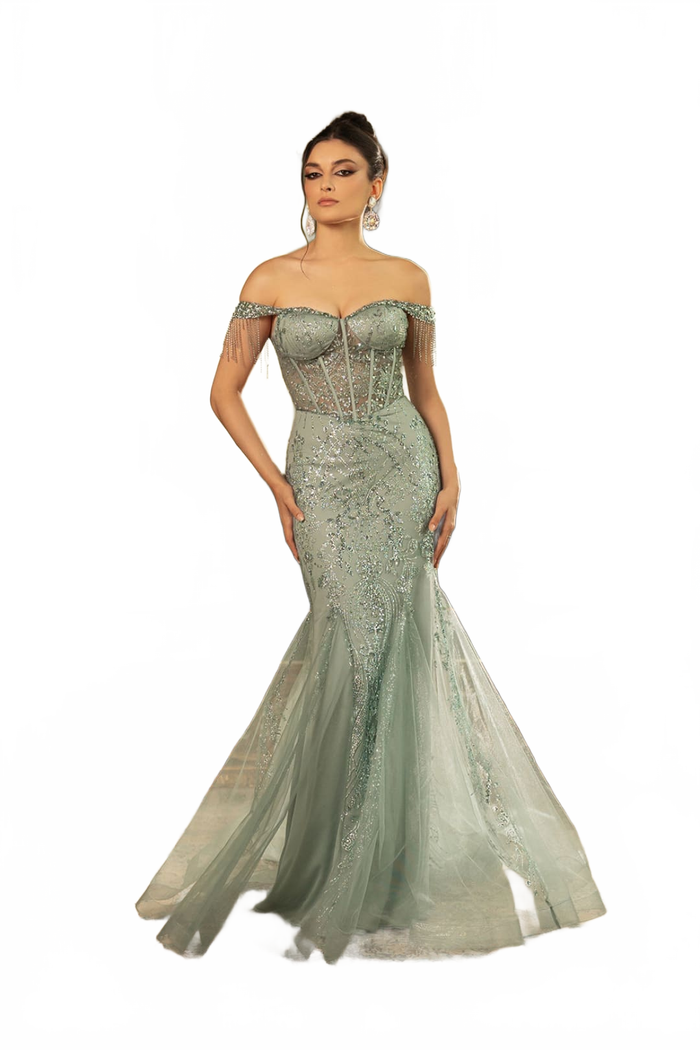 Red Carpet Dress Off Shoulder Mermaid Evening Gown By May Queen MQ2136-New Collection