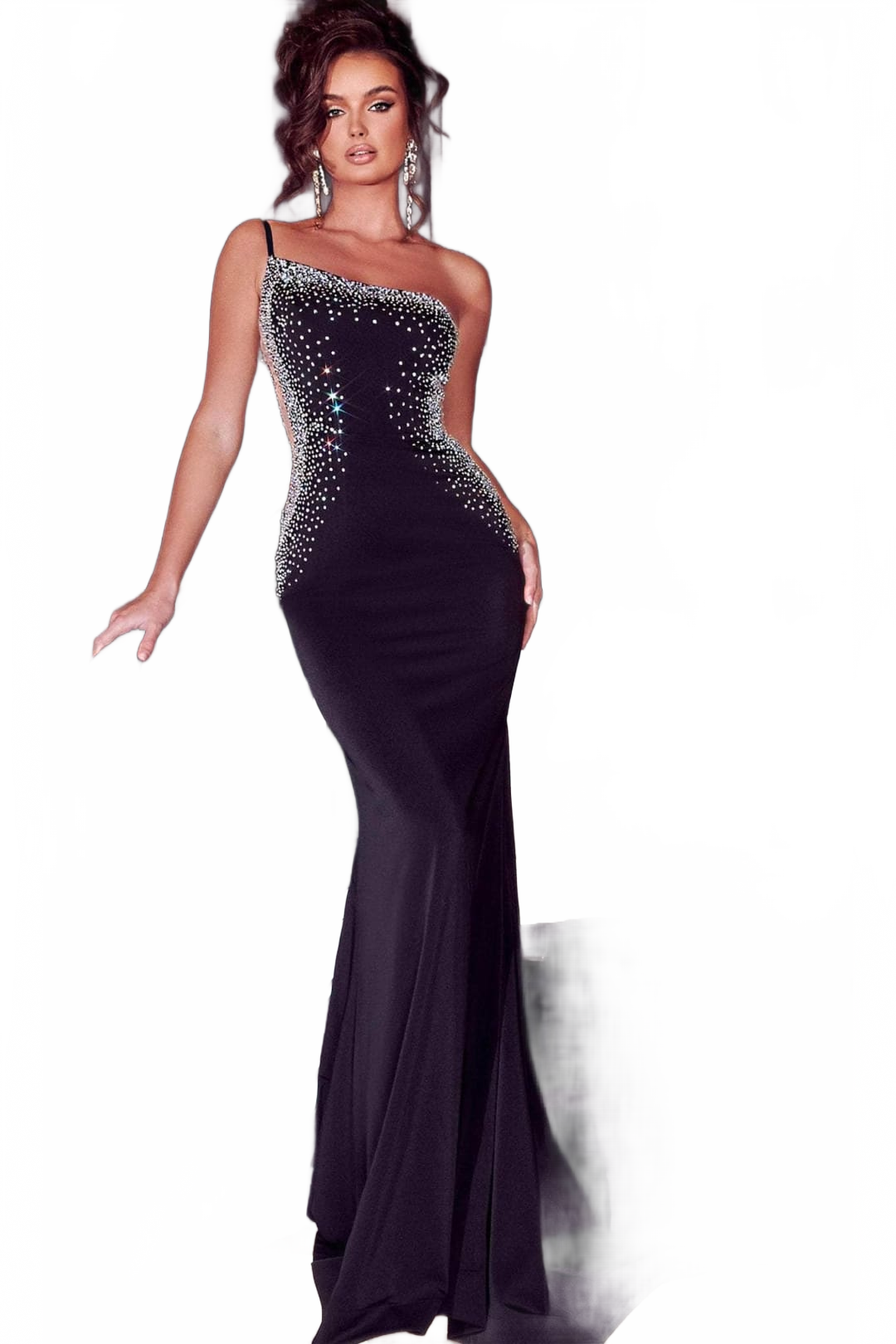 Portia and Scarlett PS23345 -long- Asymmetrical Prom Gown with Beaded Details