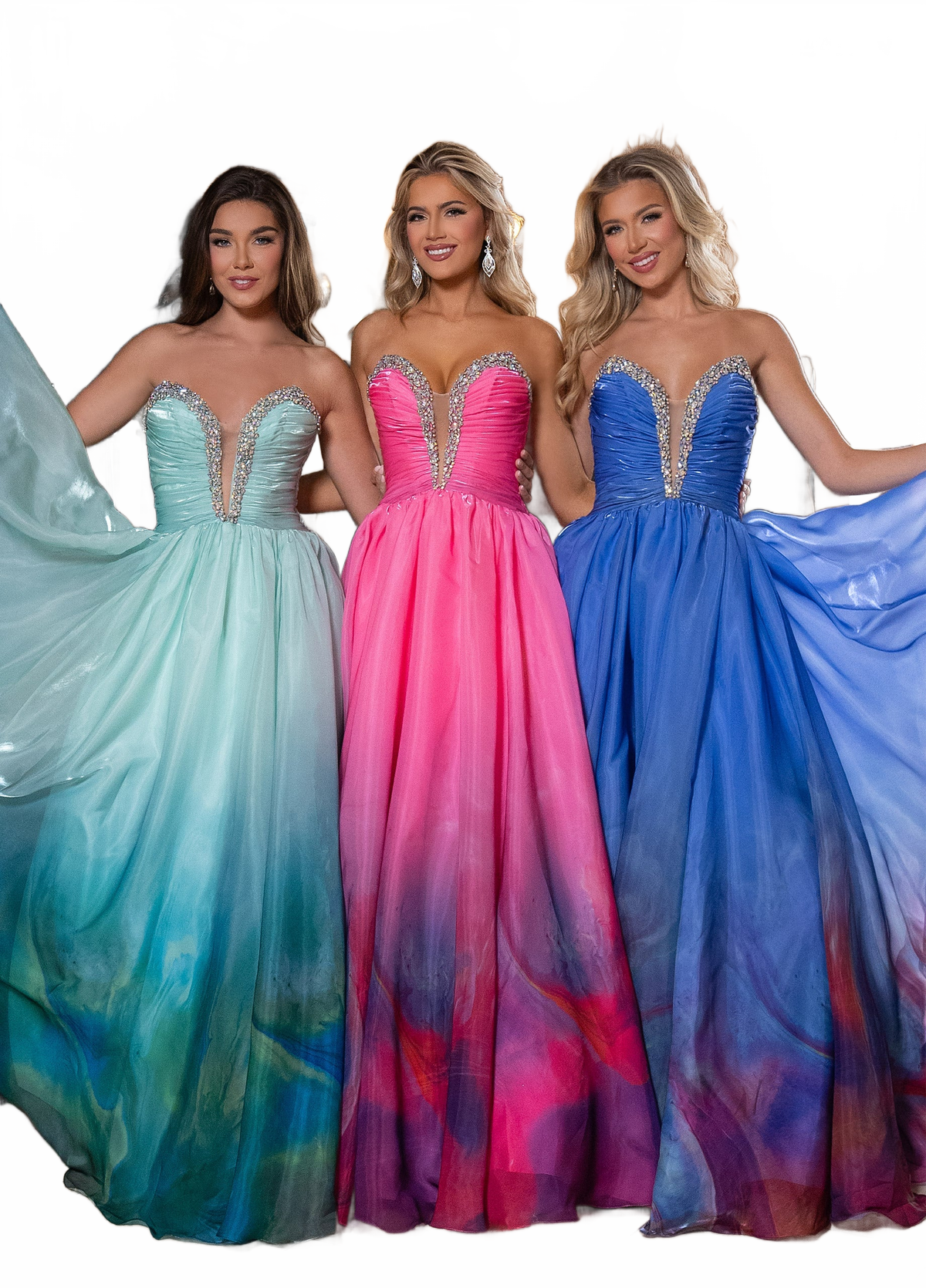 Rachel Allan 70727 Ombre Strapless A-line Slit Gown
